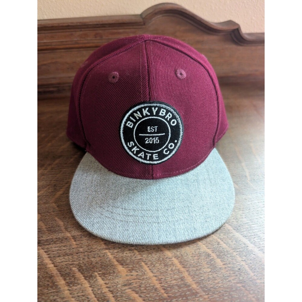 Binky Bro Skate Co SnapBack Hat Cap Infant Sz Maroon Grey Baby Preppy Beach Vaca
